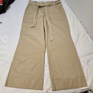 A New Day Beige Belted Tie Waist Wide Leg High Rise Pant Stretch Size 12 NWT